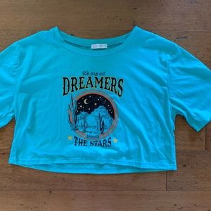 Teal loose fitting crop top